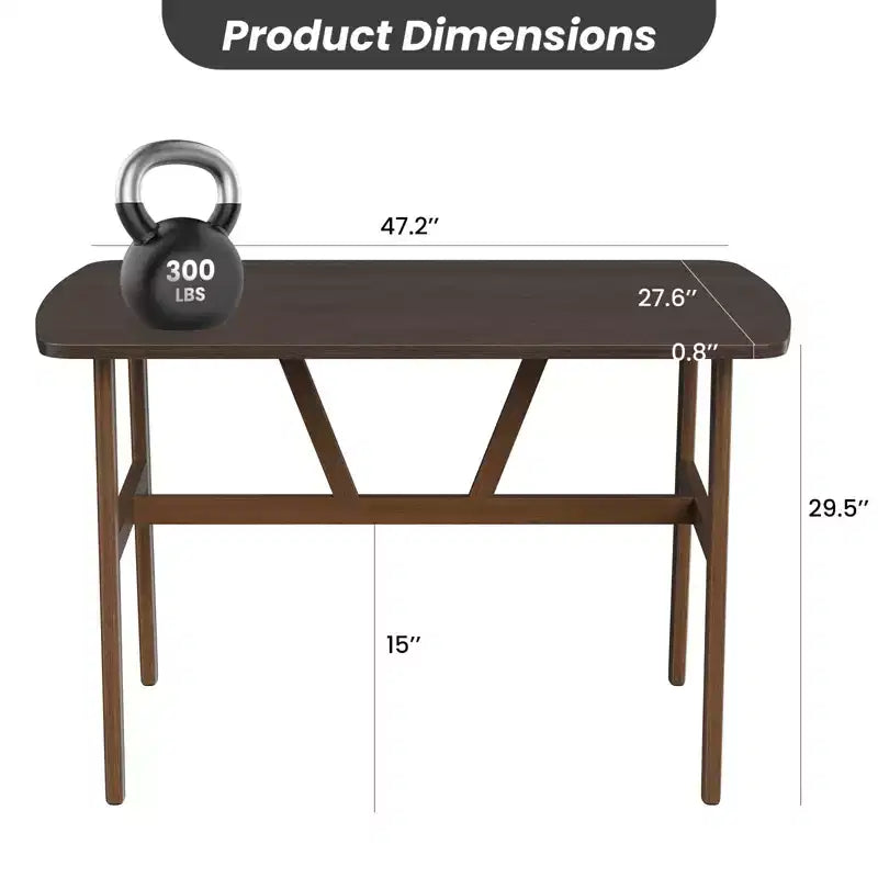 47 Dining Table for 4-6 Person Wood Kitchen Table Modern Dinner Table with Sturdy Metal Frame for Dining Room Kitchen Dark Walnut