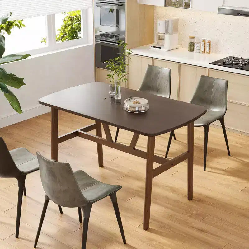 47 Dining Table for 4-6 Person Wood Kitchen Table Modern Dinner Table with Sturdy Metal Frame for Dining Room Kitchen Dark Walnut