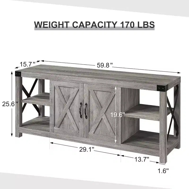 60 Inch X-Shape TV Stand for 65 TVs - Eco-Friendly P2 Media Console with Adjustable Shelves, Modern Entertainment Center for Living Room & Bedroom