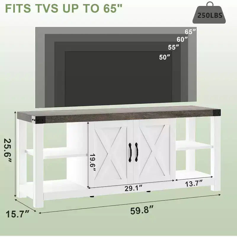 60 Inch X-Shape TV Stand for 65 TVs - Eco-Friendly P2 Media Console with Adjustable Shelves, Modern Entertainment Center for Living Room & Bedroom