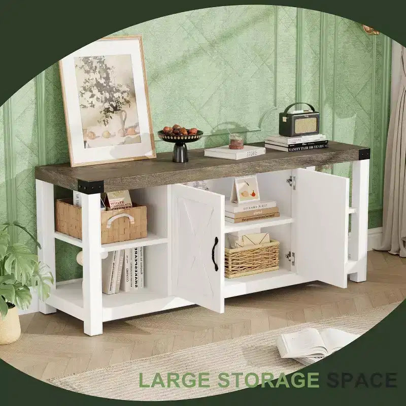 60 Inch X-Shape TV Stand for 65 TVs - Eco-Friendly P2 Media Console with Adjustable Shelves, Modern Entertainment Center for Living Room & Bedroom
