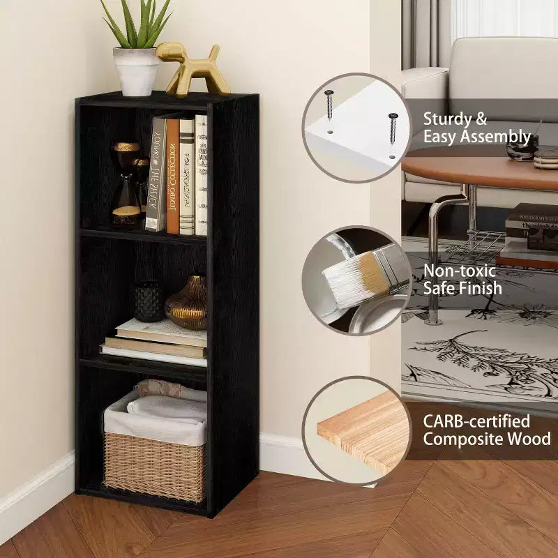 3 Cube Decorative Bookshelf Open Bookcase Toy Storage Organizer Horizontal Vertical