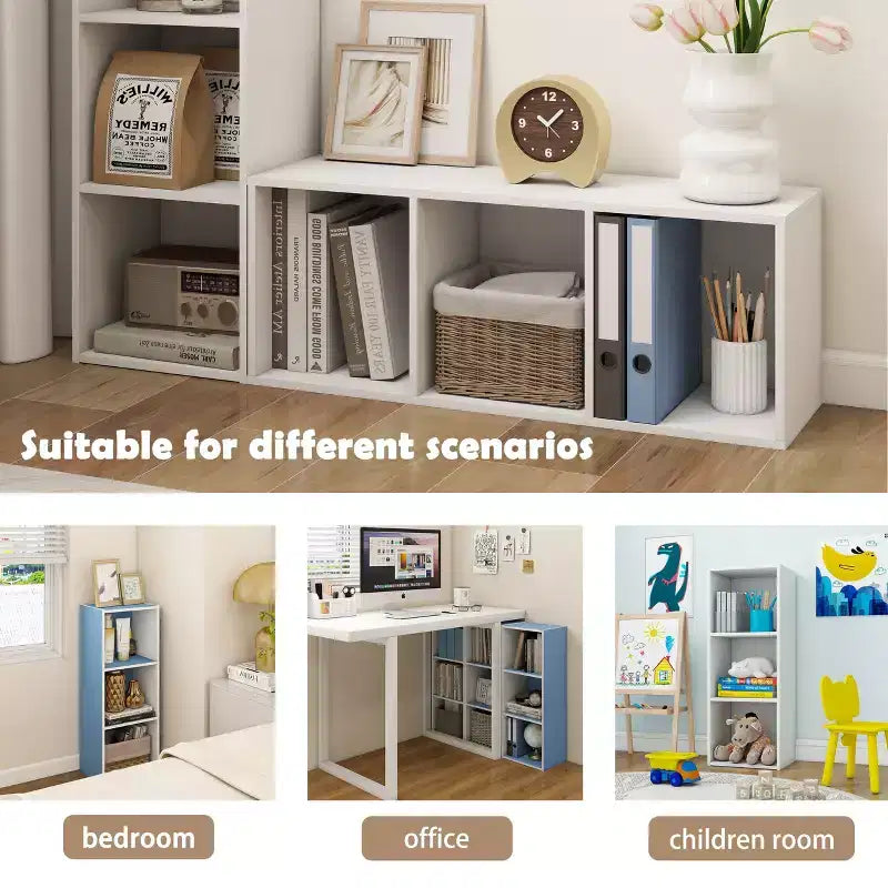 3 Cube Decorative Bookshelf Open Bookcase Toy Storage Organizer Horizontal Vertical