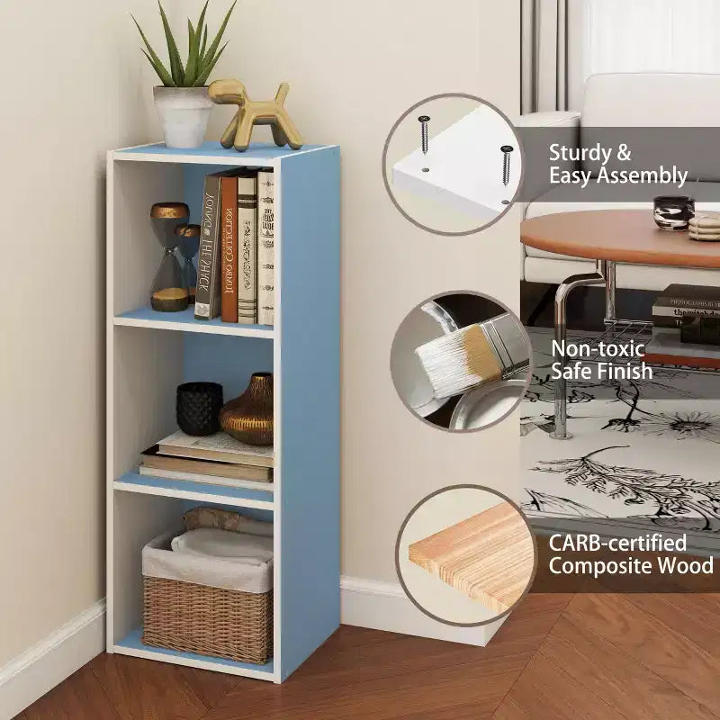 3 Cube Decorative Bookshelf Open Bookcase Toy Storage Organizer Horizontal Vertical