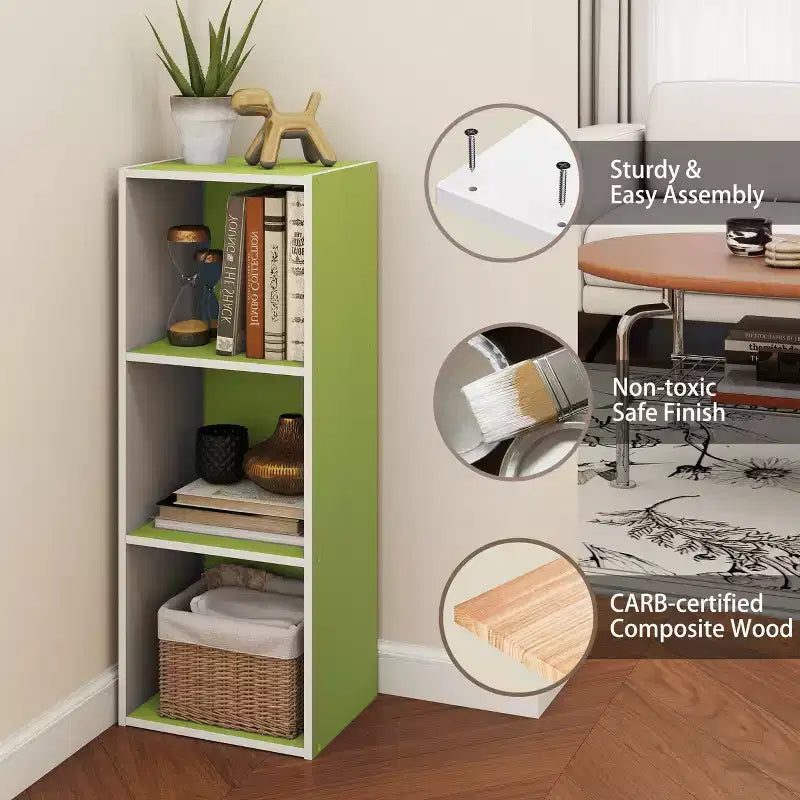 3 Cube Decorative Bookshelf Open Bookcase Toy Storage Organizer Horizontal Vertical