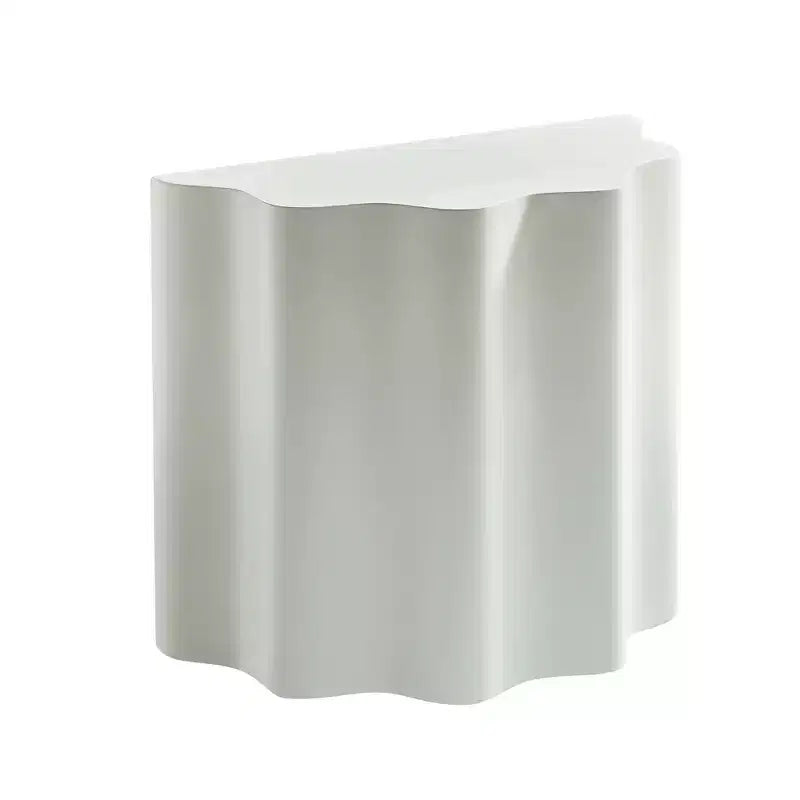 Fiberglass Coffee Table 2PCS Set End Table Accent Table Side Table Cocktail Table Center Table, Wavy Edge Design, Beige, No Assembly