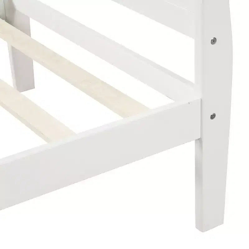 Wood Platform Bed Twin Bed Frame Mattress Foundation Sleigh Bed with Headboard Footboard and Wood Slat Support