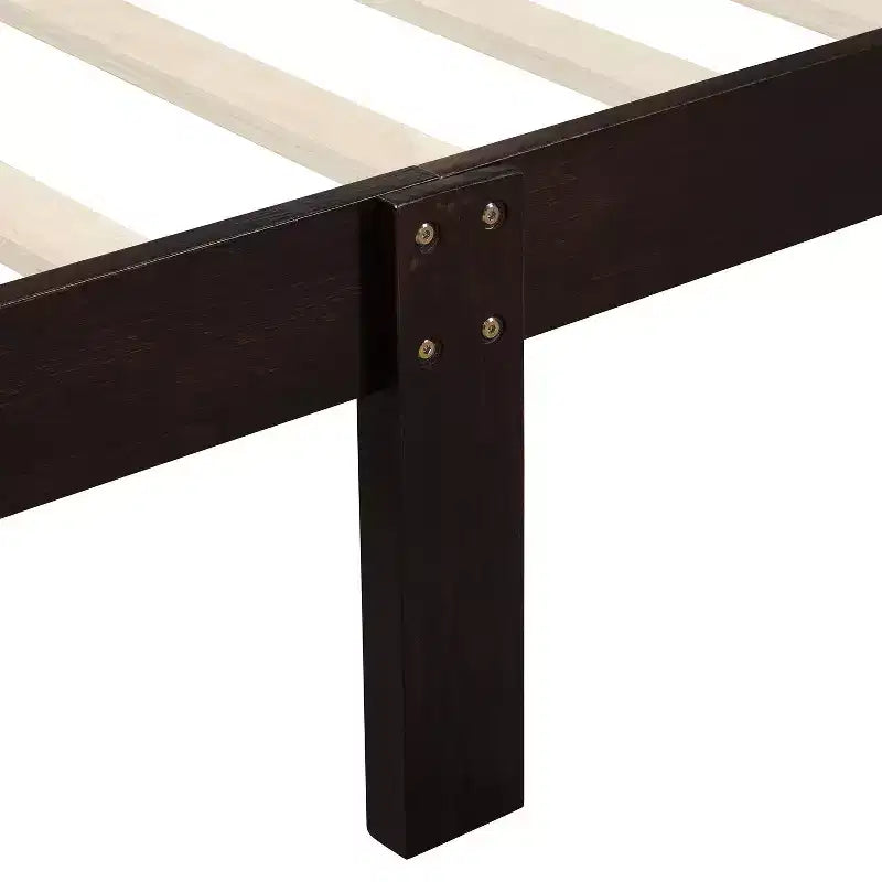 Wood Platform Bed Twin Bed Frame Mattress Foundation Sleigh Bed with Headboard Footboard and Wood Slat Support