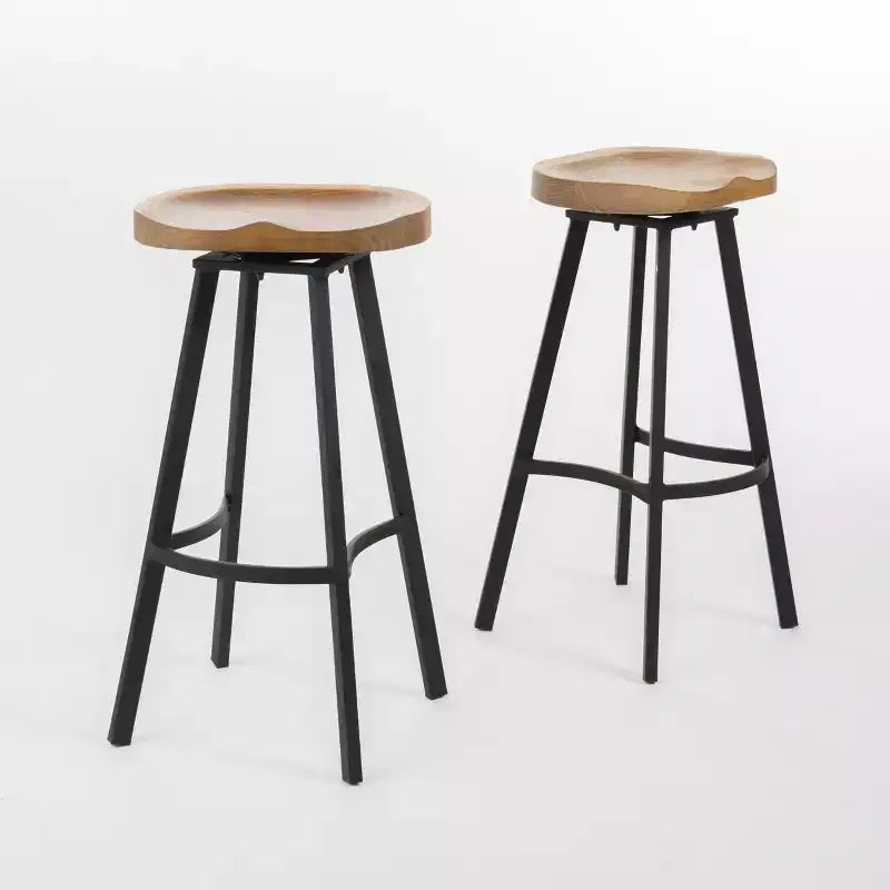 Malia Pinewood and Iron 31.5 Inch Backless Swivel Barstools (Set of 2)
