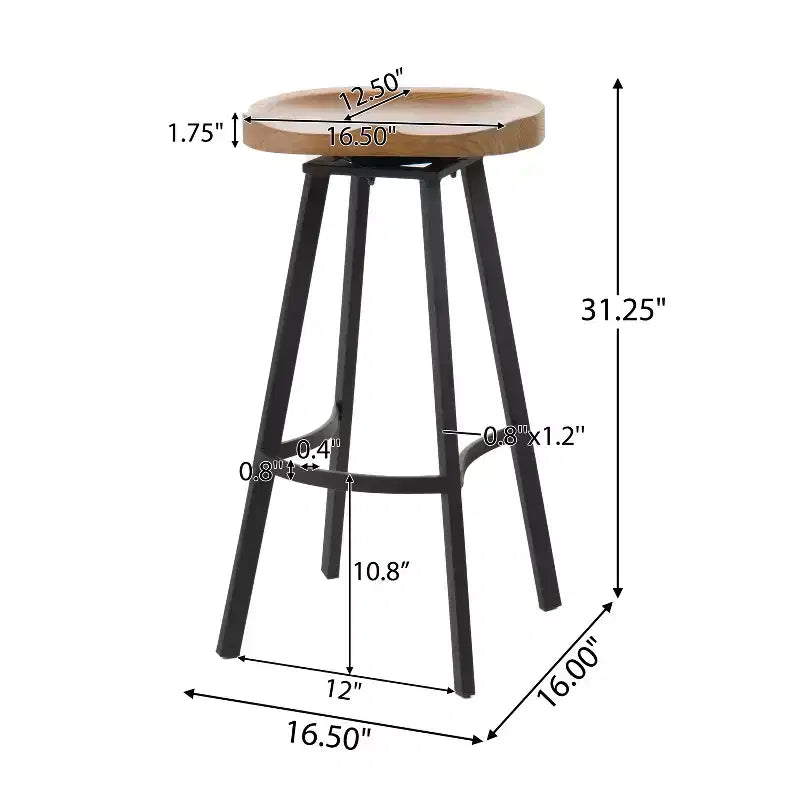 Malia Pinewood and Iron 31.5 Inch Backless Swivel Barstools (Set of 2)