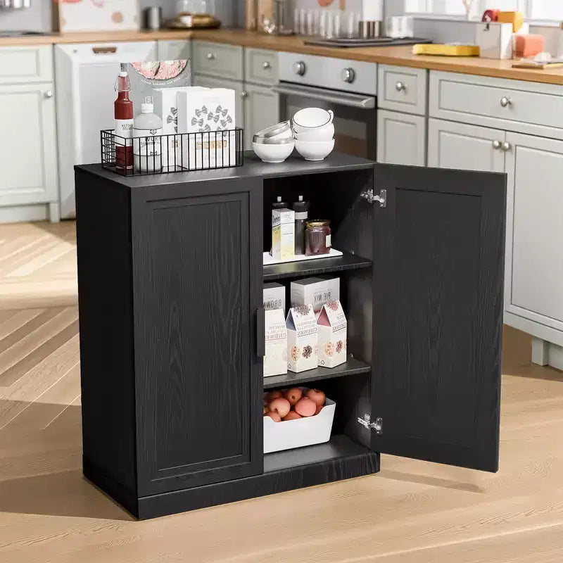 Black Wood Grain Storage Cabinet (36x31x16)