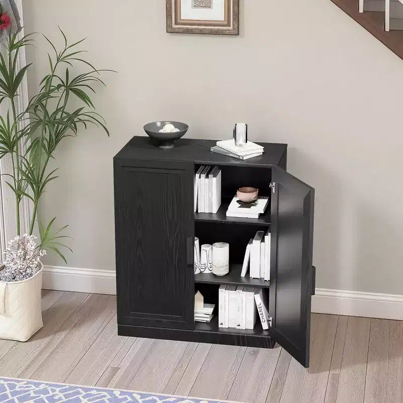 Black Wood Grain Storage Cabinet (36x31x16)
