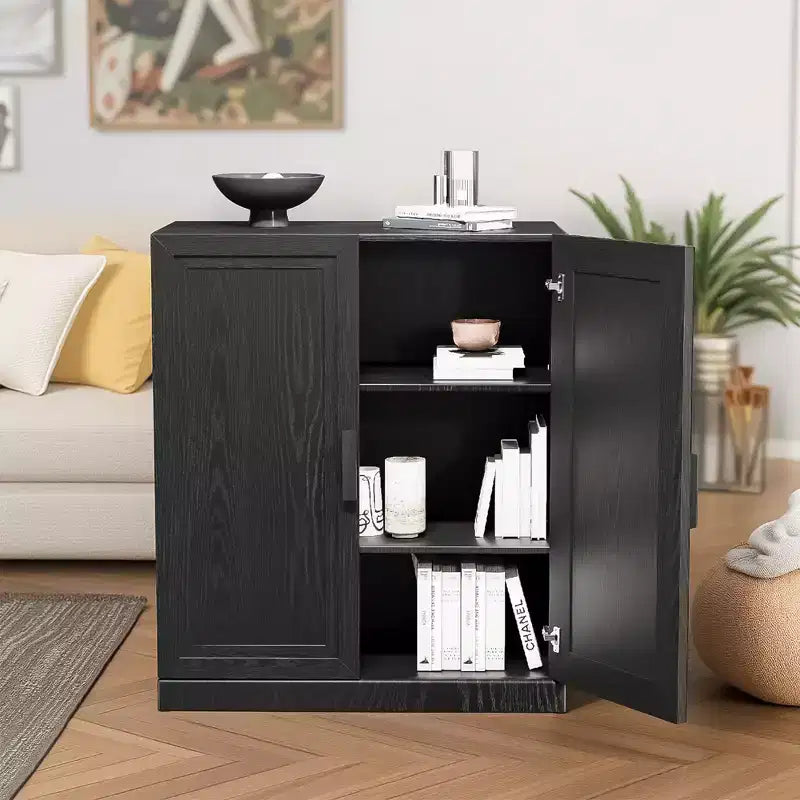 Black Wood Grain Storage Cabinet (36x31x16)