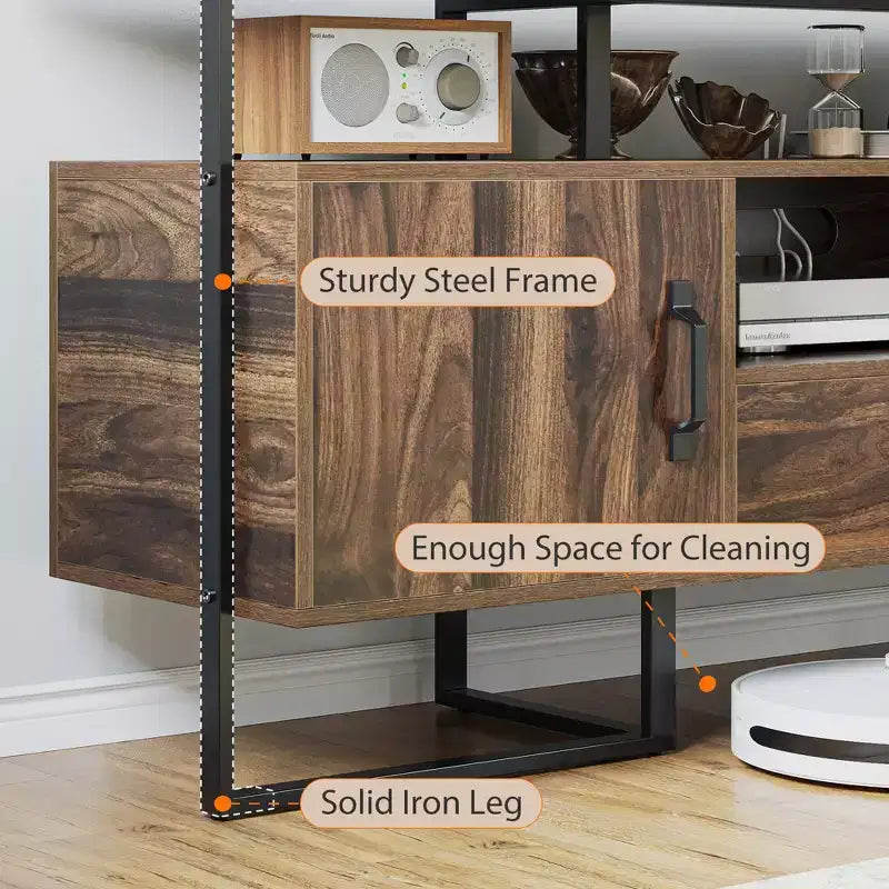 70 Industrial TV Stands, Entertainment Center with Storage & Drawer for Living Room, Rustic Brown