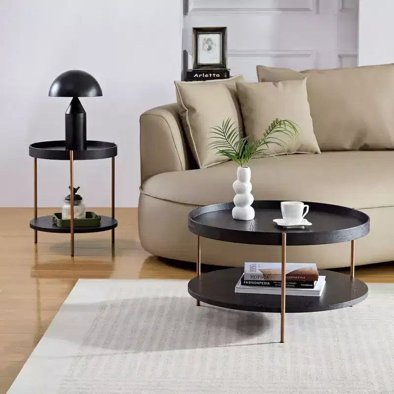 Modern Nesting Coffee Tables, Round 2 Tiers End Side Tables, Easy Assembly for Living Room/Bedroom /Balcony /Yard