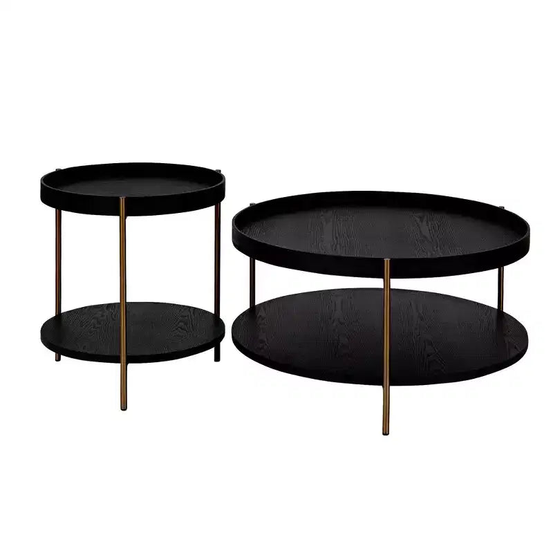 Modern Nesting Coffee Tables, Round 2 Tiers End Side Tables, Easy Assembly for Living Room/Bedroom /Balcony /Yard