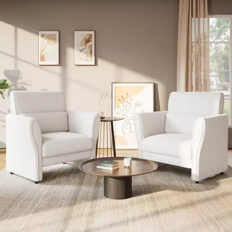 Mid-Century Fabric Sofa Accent Chair, Upholstered Velvet Reading Armchair for Living Room