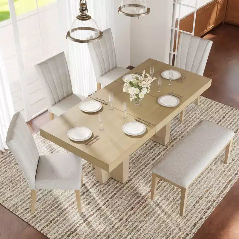 Extendable Dining Set with Bench & 4 Chairs