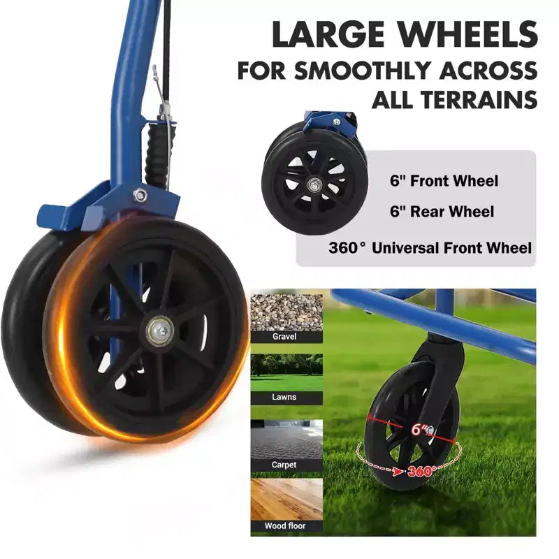 Rollator Walker for Seniors with Seat, 3 in 1 Walker Wheelchair Combo, Transport Wheelchair Medical Walker All Terrain for Adult