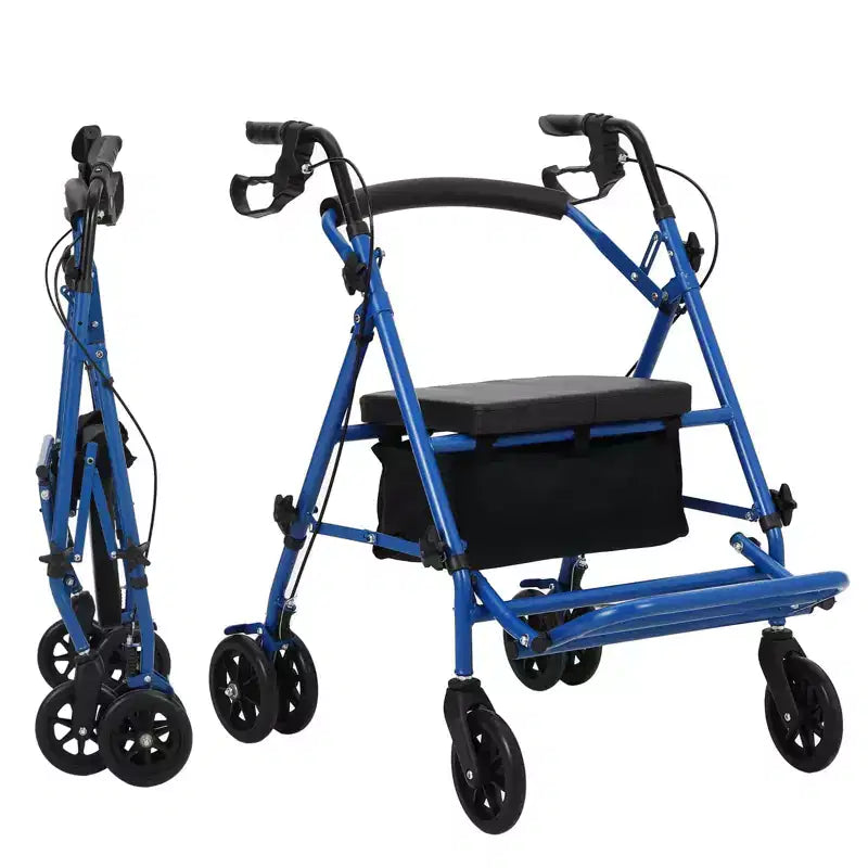 Rollator Walker for Seniors with Seat, 3 in 1 Walker Wheelchair Combo, Transport Wheelchair Medical Walker All Terrain for Adult