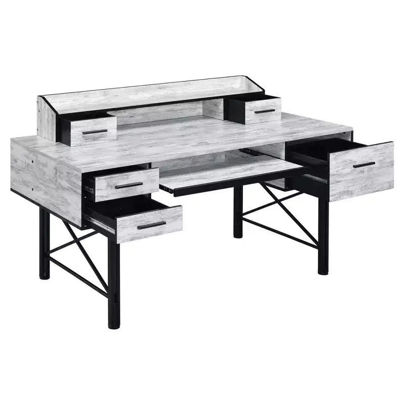 29.25 in.H Brown Color Metal Computer Desks with All Purpose Drawer