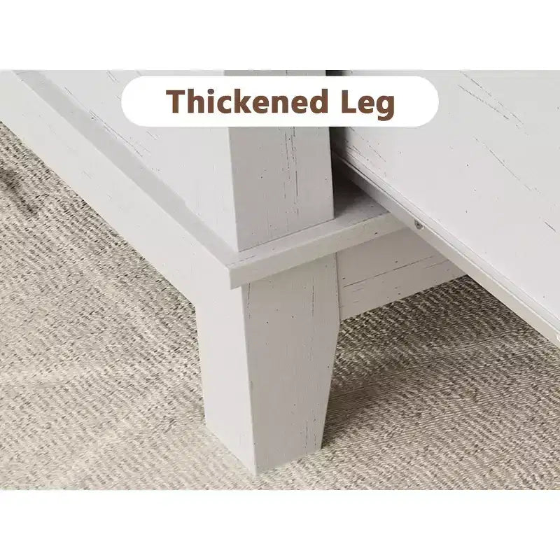 Coffee table with drawers, 47.2 inches, country style, with open shelving and 6 support legs.
