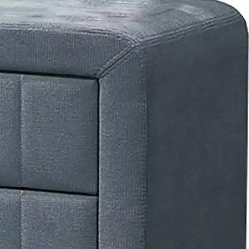 Nightstand, 2 Drawer, 22 Inch Slate Gray Brushed Linen Upholstery