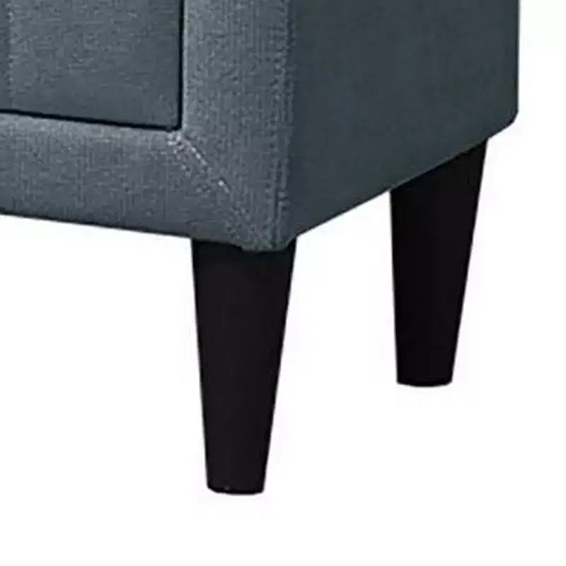 Nightstand, 2 Drawer, 22 Inch Slate Gray Brushed Linen Upholstery