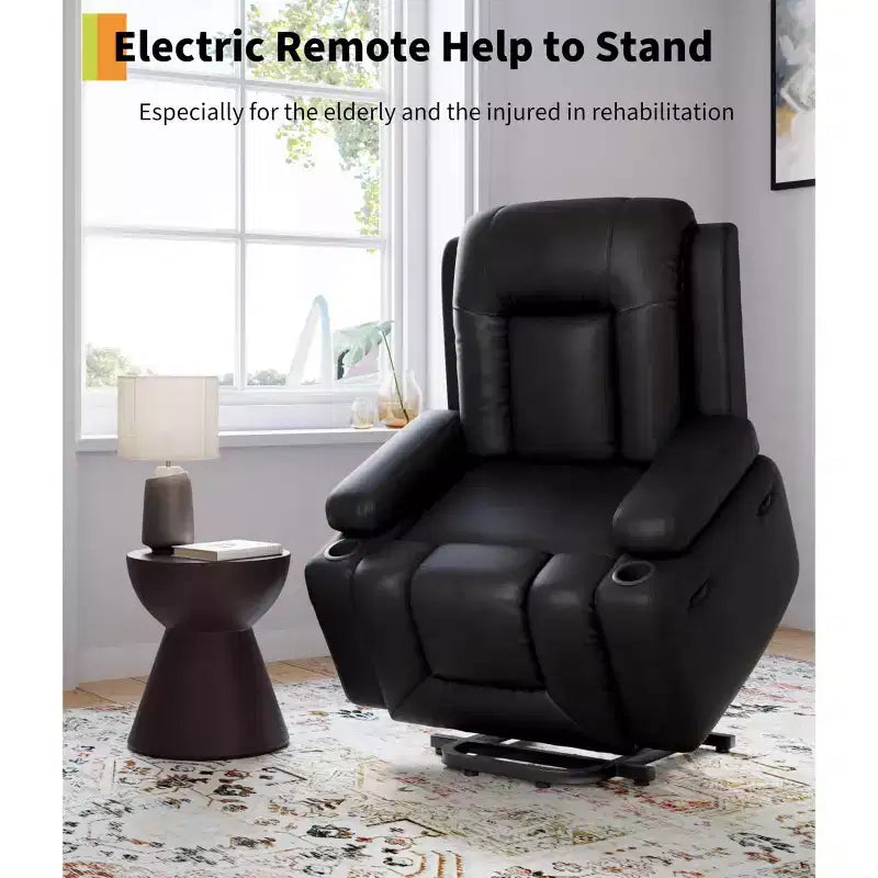 Electric Lift Recliner with Heating and Massage Functions, PU Leather Material, Designed for Seniors and Individuals with Mobility Challenges