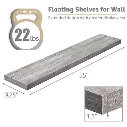 3 Pack 55 Inch Wall Mounted Floating Shelves - for Bathroom, Wall Decor for Bedroom, Kitchen, Living Room, Book Storage