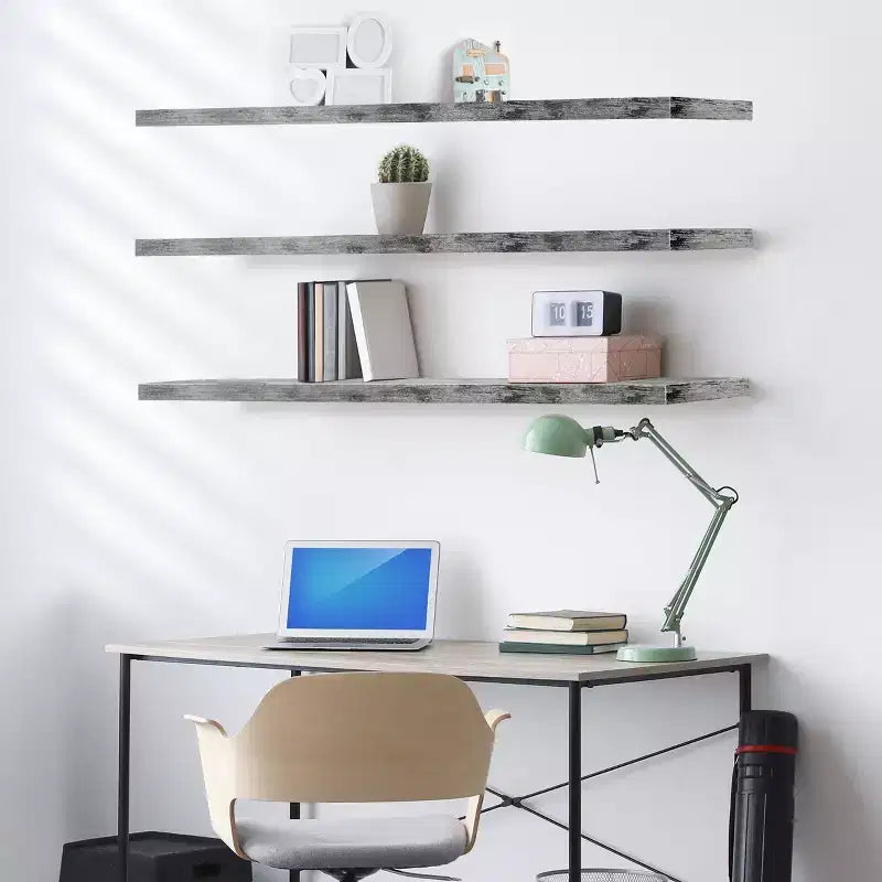 3 Pack 55 Inch Wall Mounted Floating Shelves - for Bathroom, Wall Decor for Bedroom, Kitchen, Living Room, Book Storage