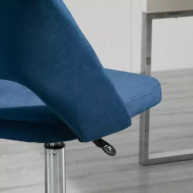 Modern Mid Back Office Chair with Velvet Fabric, Swivel Computer Armless Desk Chair with Hollow Back Design for Home Office