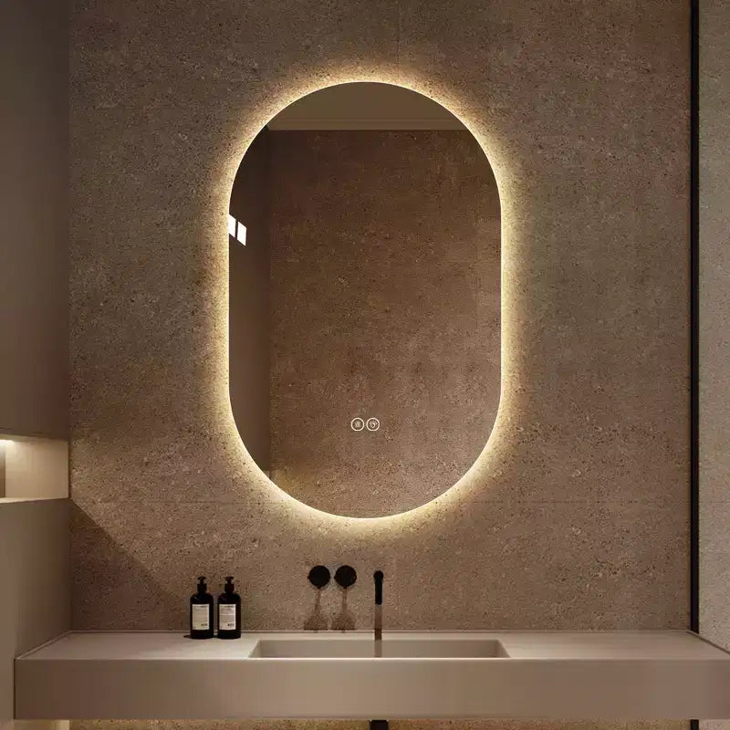 GDFStudio Lark 48 Modern Oval Anti-Fog LED Bathroom Mirror with Adjustable Light Modes