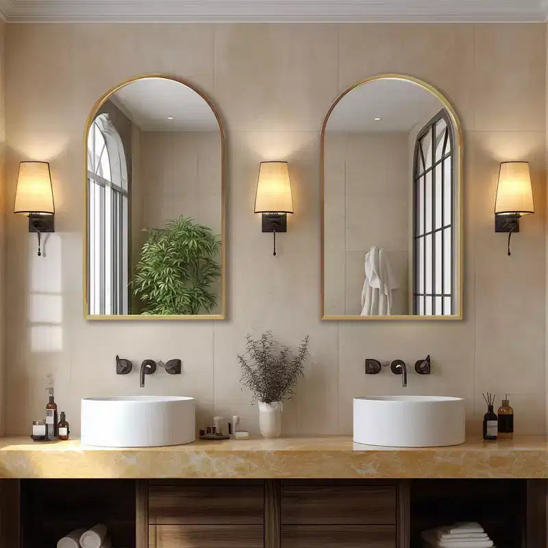 20x30 Inch Wall Mount Bathroom Mirror,Arched Wall Mount Vanity Mirror with Metal Frame for Bathroom,Bedroom