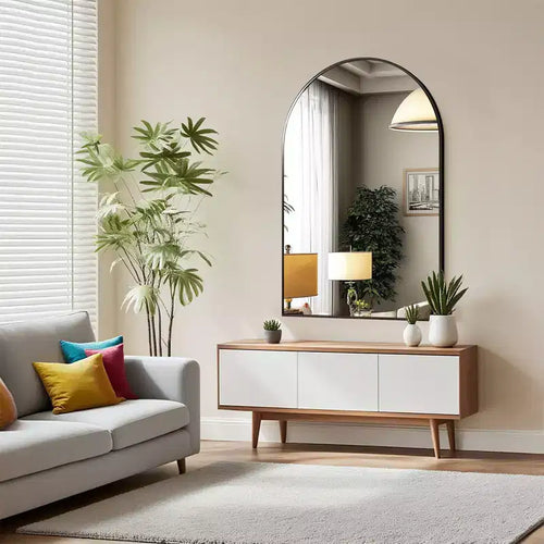 20x30 Inch Wall Mount Bathroom Mirror,Arched Wall Mount Vanity Mirror with Metal Frame for Bathroom,Bedroom