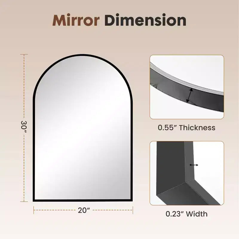 20x30 Inch Wall Mount Bathroom Mirror,Arched Wall Mount Vanity Mirror with Metal Frame for Bathroom,Bedroom