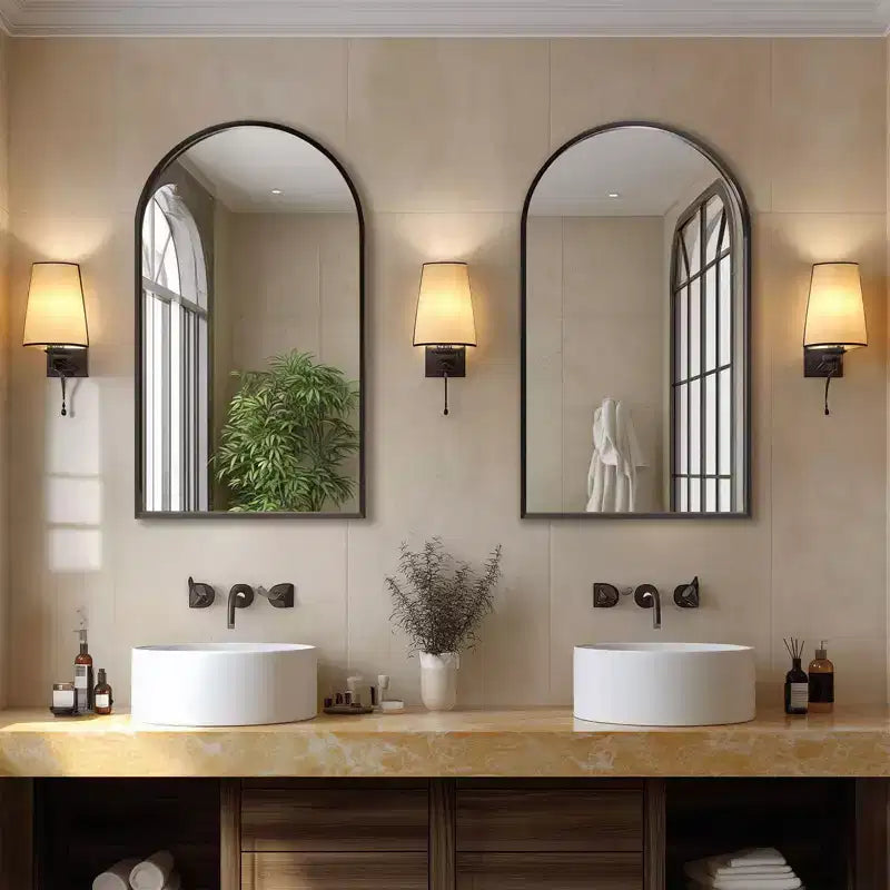 20x30 Inch Wall Mount Bathroom Mirror,Arched Wall Mount Vanity Mirror with Metal Frame for Bathroom,Bedroom