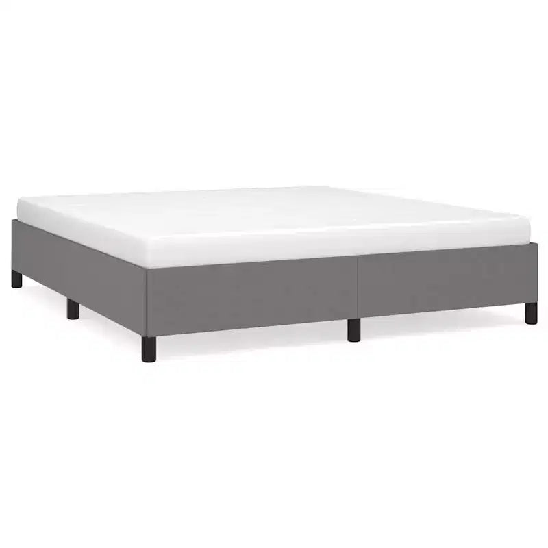 Bed Frame Dark Gray Polyester Fabric, Plywood, Engineered Wood King