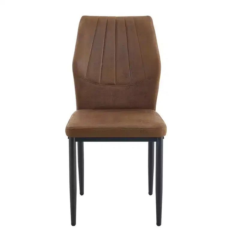 Modern Faux Leather Dining Chairs with Metal Legs, Padded Seat, Brown