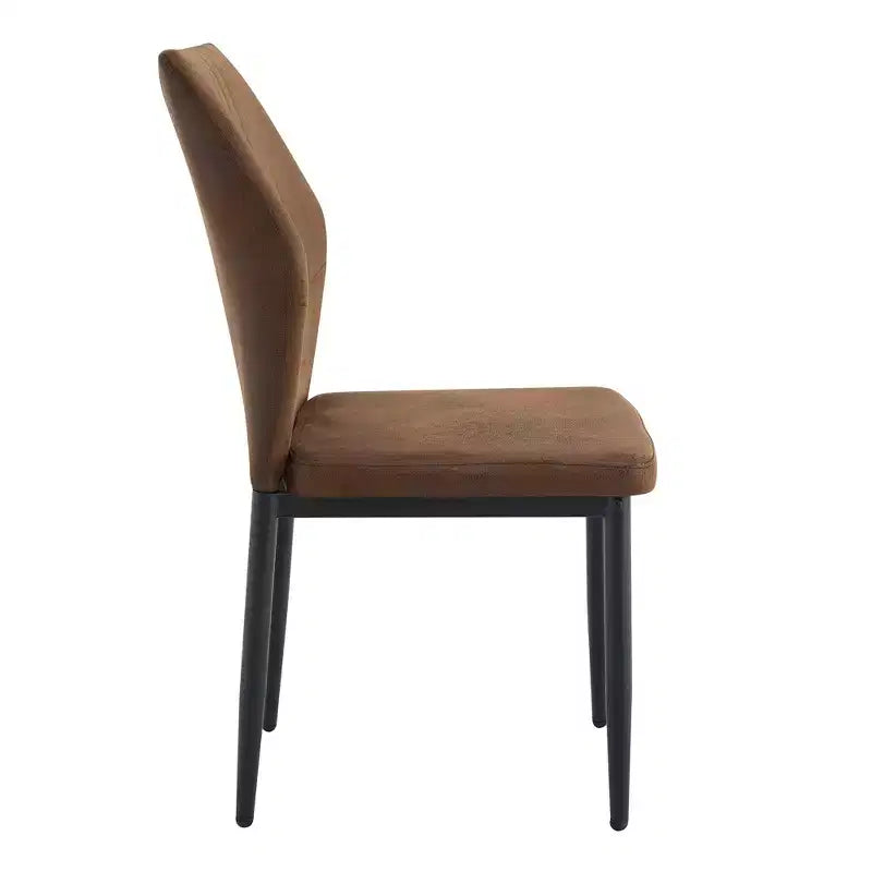 Modern Faux Leather Dining Chairs with Metal Legs, Padded Seat, Brown