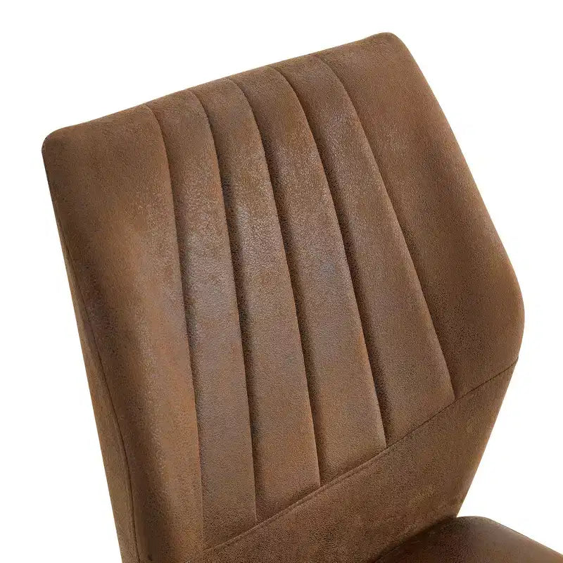 Modern Faux Leather Dining Chairs with Metal Legs, Padded Seat, Brown
