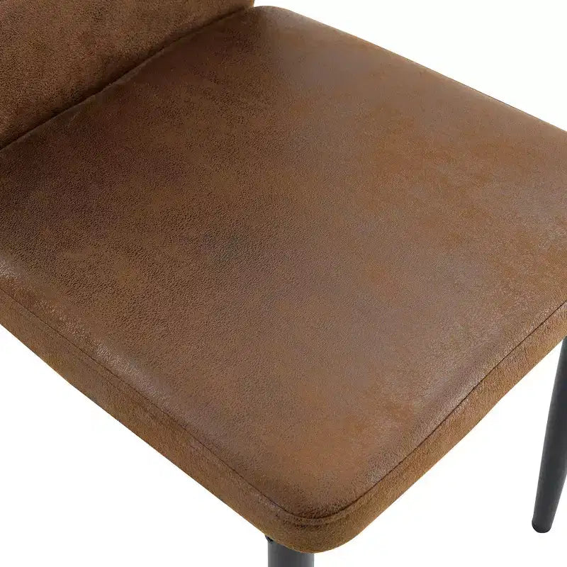 Modern Faux Leather Dining Chairs with Metal Legs, Padded Seat, Brown