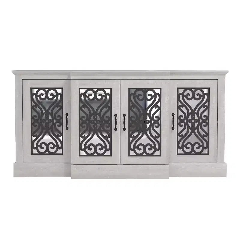 4-Door Sideboard with Mirrored Cut-Out Storage 60.4 W 18.2 D 29.3 H