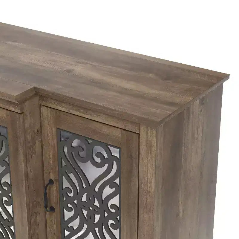 4-Door Sideboard with Mirrored Cut-Out Storage 60.4 W 18.2 D 29.3 H