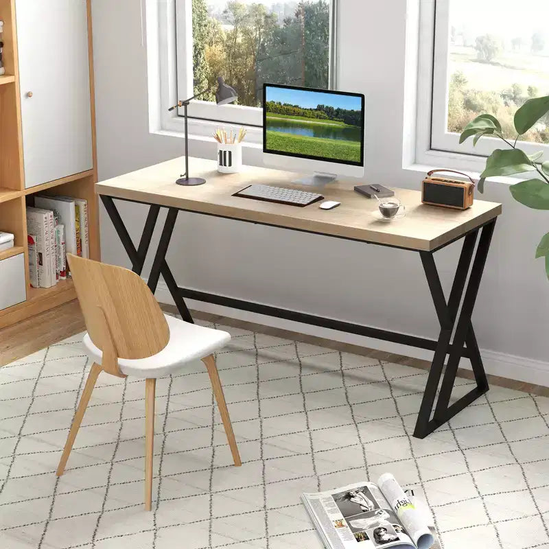 59 Computer Desk Large Industrial Home Office Desk w/Heavy-duty Metal Frame