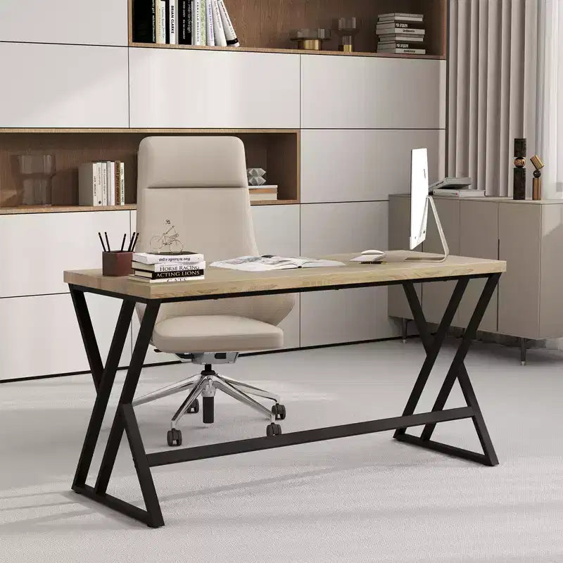 59 Computer Desk Large Industrial Home Office Desk w/Heavy-duty Metal Frame
