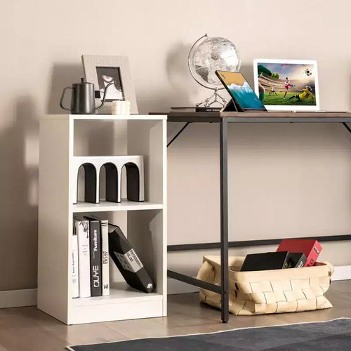 2 PCS Bookshelf 2-Tier Open Wood Display Organizer Set Vinyl Record Cube Storage