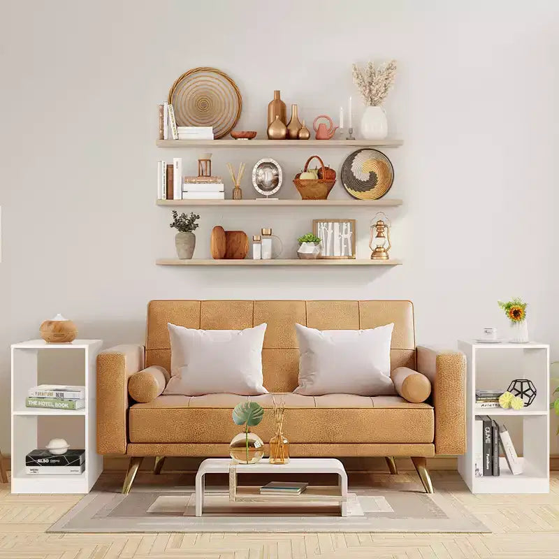 2 PCS Bookshelf 2-Tier Open Wood Display Organizer Set Vinyl Record Cube Storage
