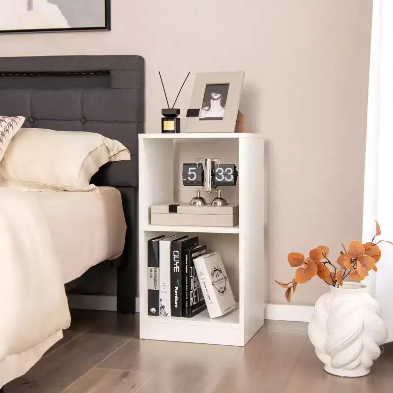 2 PCS Bookshelf 2-Tier Open Wood Display Organizer Set Vinyl Record Cube Storage