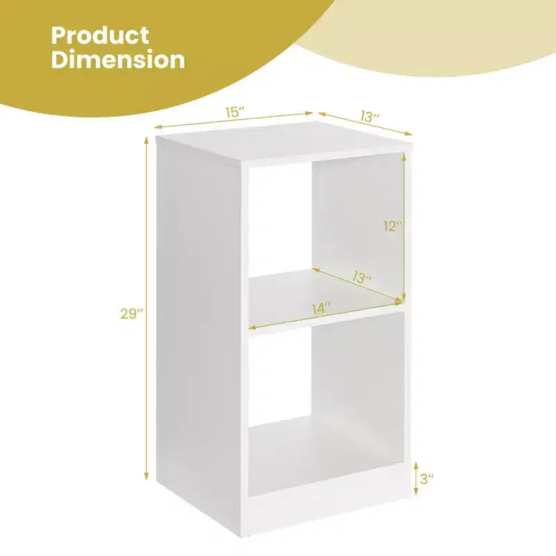 2 PCS Bookshelf 2-Tier Open Wood Display Organizer Set Vinyl Record Cube Storage